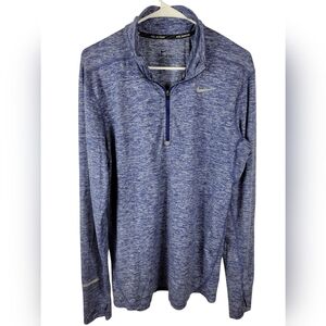 Nike Dry Fit running blue Marled  long sleeve top Mock Neck